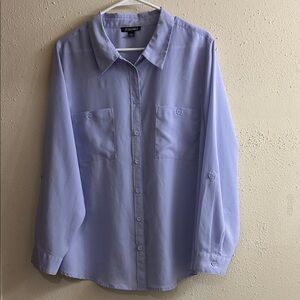 Roz & Ali lavender Casual Button Down Shirt